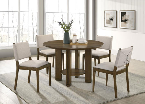 Ottowa - 5 Piece Round Wood Dining Room Table Set - Brown - Premium 5 Piece Dining Room Sets from Coaster Fine Furniture - Just $999! Shop now at Furniture Wholesale Plus  We are the best furniture store in Nashville, Hendersonville, Goodlettsville, Madison, Antioch, Mount Juliet, Lebanon, Gallatin, Springfield, Murfreesboro, Franklin, Brentwood