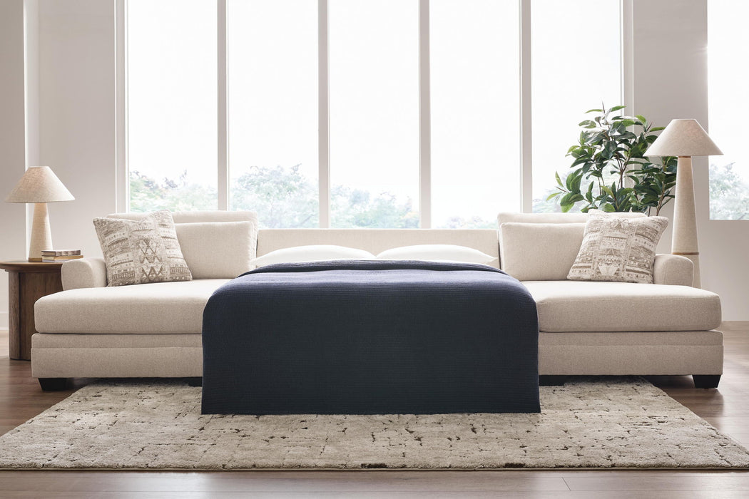 Mandi Point - 3-Piece Double Chaise Sleeper Sectional - Marble – Sleeper Sectionals by Benchcraft® at Furniture Wholesale Plus , Nashville furniture store