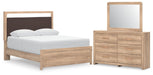 Kinlanni - 3 Pc. - Queen Upholstered Panel Bed With Roll Slats, Dresser And Mirror - Tan – 3 Piece Bedroom Sets by Signature Design by Ashley® at Furniture Wholesale Plus , Nashville furniture store