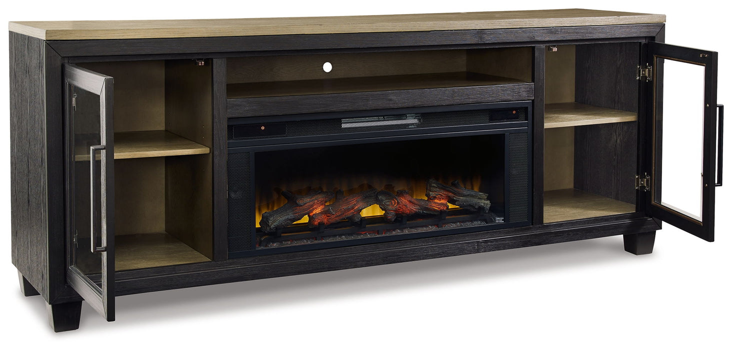 Foyland - 83" TV Stand With Electric Infrared Fireplace Insert - Black / Brown – Fireplace TV Stands by Signature Design by Ashley® at Furniture Wholesale Plus , Nashville furniture store