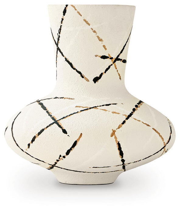 Brockford - Vase - Cream / Black / Brown – Vases & Jars by Signature Design by Ashley® at Furniture Wholesale Plus , Nashville furniture store