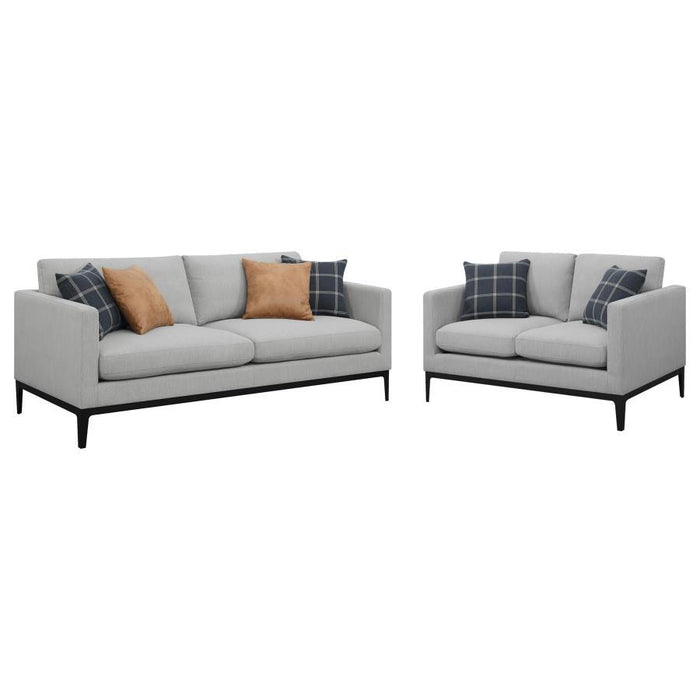 Apperson - Upholstered Track Arm Sofa Set – Stationary Sofas & Loveseats by CoasterElevations at Furniture Wholesale Plus , Nashville furniture store