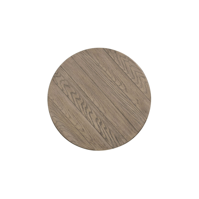 Heartland - Round Pedestal Chair Side Table - Antique White / Tobacco Tops – Chair Side Tables by Liberty Furniture at Furniture Wholesale Plus , Nashville furniture store