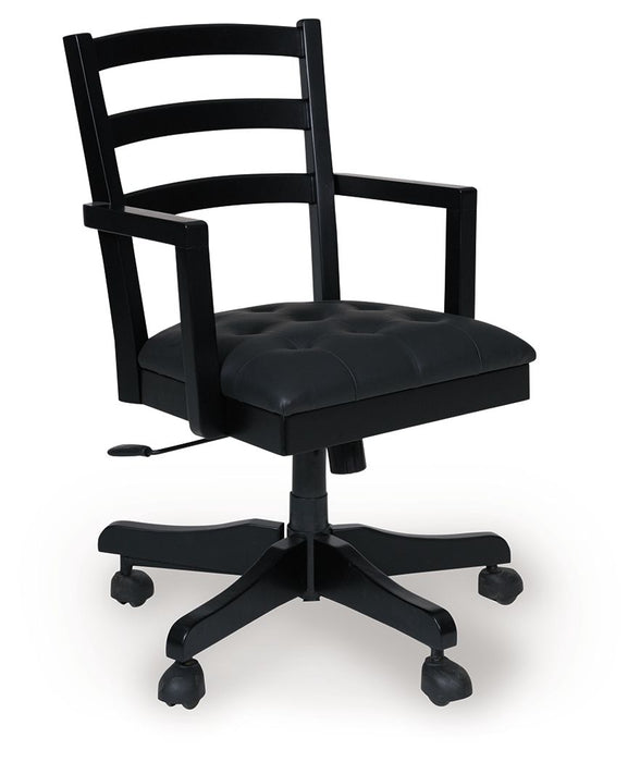 Wildenauer - Brown / Black - Home Office Swivel Desk Chair - Premium Swivel Chairs from Signature Design by Ashley® - Just $278! Shop now at Furniture Wholesale Plus  We are the best furniture store in Nashville, Hendersonville, Goodlettsville, Madison, Antioch, Mount Juliet, Lebanon, Gallatin, Springfield, Murfreesboro, Franklin, Brentwood