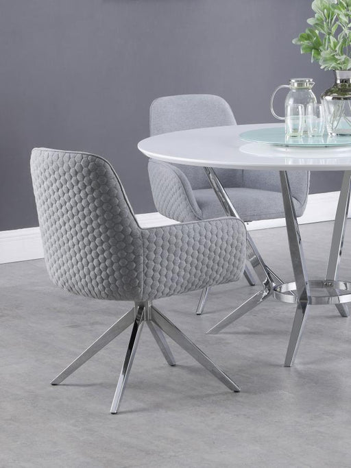 Abby - Fabric Upholstered Swivel Dining Arm Chair - Light Gray - Premium Swivel Chairs from CoasterElevations - Just $219! Shop now at Furniture Wholesale Plus  We are the best furniture store in Nashville, Hendersonville, Goodlettsville, Madison, Antioch, Mount Juliet, Lebanon, Gallatin, Springfield, Murfreesboro, Franklin, Brentwood