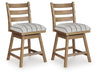 Ridgester - Upholstered Swivel Barstool (Set of 2) - Light Brown – Stool Sets by Benchcraft® at Furniture Wholesale Plus , Nashville furniture store