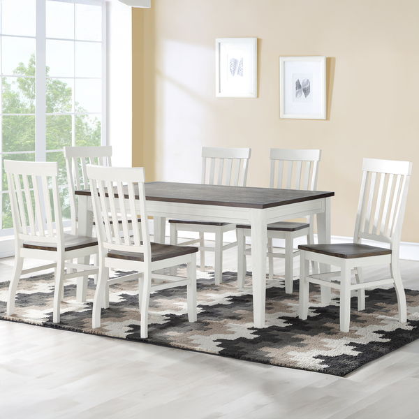 Cyalie - 7 Piece Dining Set - White – 7 Piece Dining Room Sets by Steve Silver Furniture at Furniture Wholesale Plus , Nashville furniture store