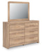 Kinlanni - 4 Pc. - Queen Panel Bed, Dresser, Mirror And Nightstand - Tan – 4 Piece Bedroom Sets by Signature Design by Ashley® at Furniture Wholesale Plus , Nashville furniture store