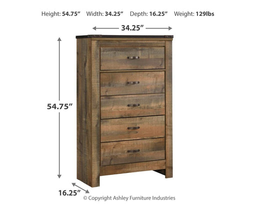 Trinell - Brown - Five Drawer Chest - Premium Accent Chests from Signature Design by Ashley® - Just $408! Shop now at Furniture Wholesale Plus  We are the best furniture store in Nashville, Hendersonville, Goodlettsville, Madison, Antioch, Mount Juliet, Lebanon, Gallatin, Springfield, Murfreesboro, Franklin, Brentwood