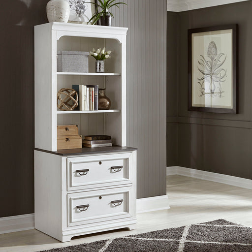 Allyson Park - Bunching Lateral File Hutch - Wirebrushed White / Charcoal – Hutches by Liberty Furniture at Furniture Wholesale Plus , Nashville furniture store