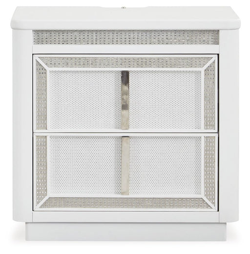 Chalanna - Two Drawer Night Stand - White – Nightstands w/ Charging Stations by Signature Design by Ashley® at Furniture Wholesale Plus , Nashville furniture store