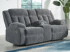 Observation - Double Reclining Power Loveseat With Console - Steel – Reclining Loveseats by Signature Design by Ashley® at Furniture Wholesale Plus , Nashville furniture store