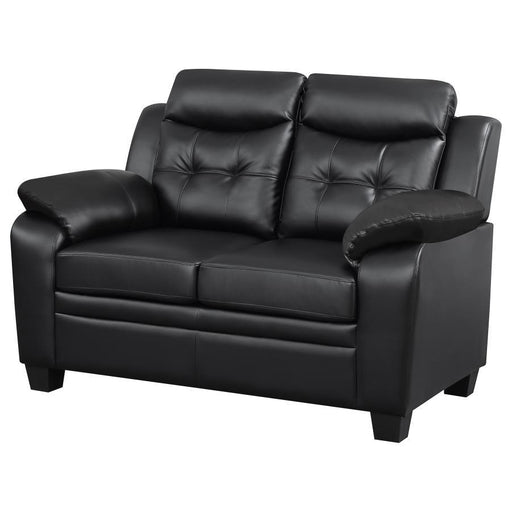 Finley - Upholstered Padded Arm Tufted Loveseat - Black - Premium Stationary Loveseats from CoasterEveryday - Just $609! Shop now at Furniture Wholesale Plus  We are the best furniture store in Nashville, Hendersonville, Goodlettsville, Madison, Antioch, Mount Juliet, Lebanon, Gallatin, Springfield, Murfreesboro, Franklin, Brentwood