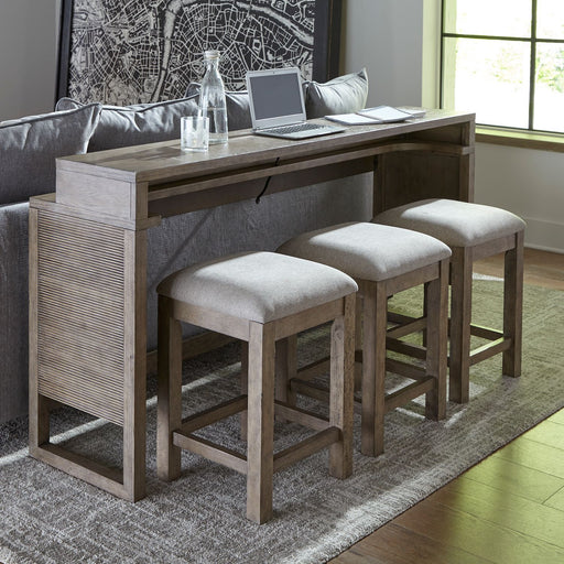 Bartlett Field - 4 Piece Living Room Set (Console Bar Table & 3 Console Stools) - Dusty Taupe – 4 Piece Living Room Sets by Liberty Furniture at Furniture Wholesale Plus , Nashville furniture store