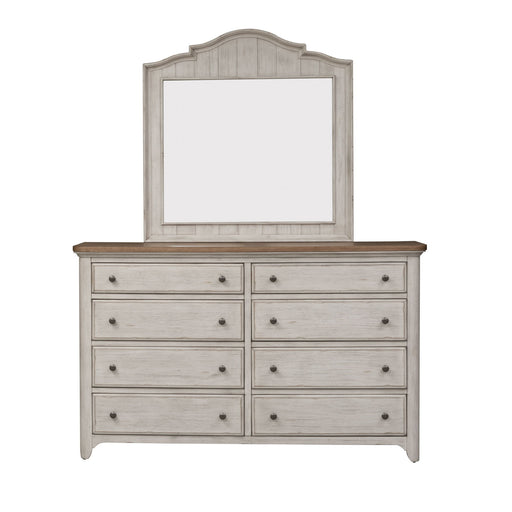 Farmhouse Reimagined - Dresser & Mirror - Antique White / Chestnut Tops – Dresser & Mirror by Liberty Furniture at Furniture Wholesale Plus , Nashville furniture store