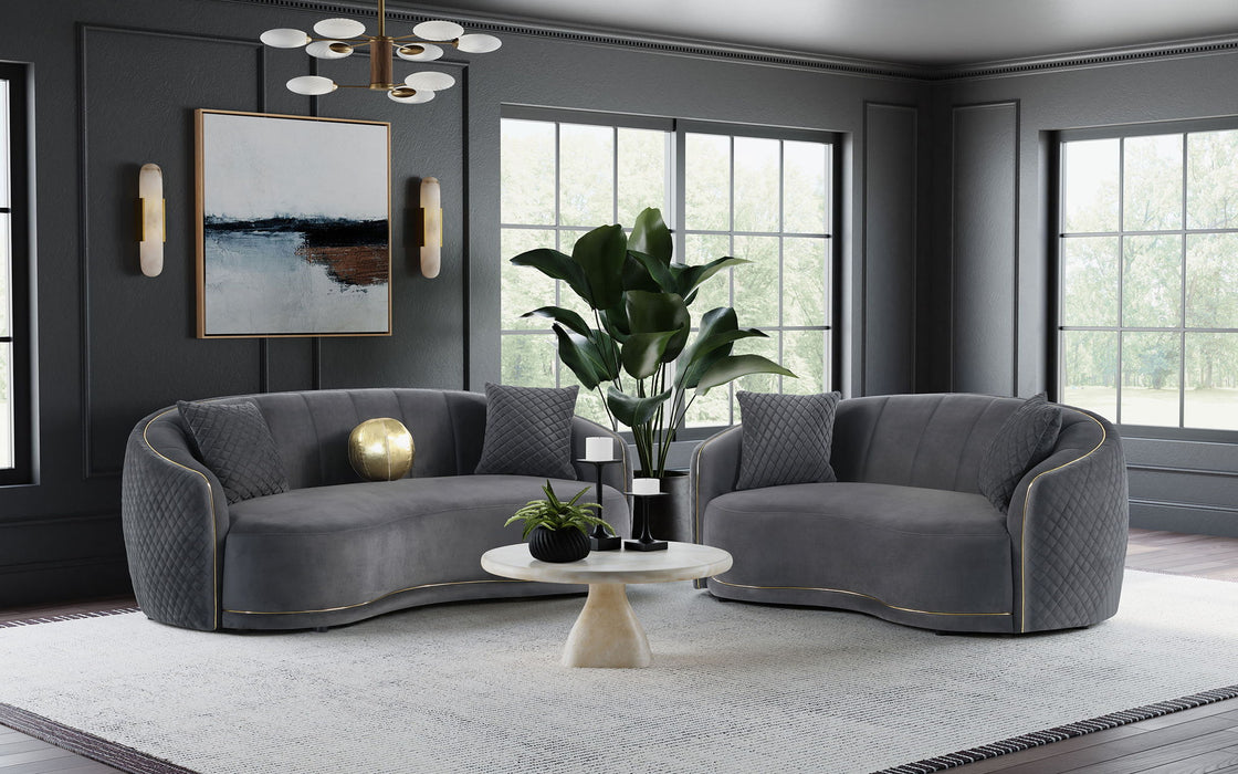 Brookside - 2 Piece Velvet Upholstered Sofa Set - Dark Gray - Premium Stationary Sofas & Loveseats from CoasterEveryday - Just $2279! Shop now at Furniture Wholesale Plus  We are the best furniture store in Nashville, Hendersonville, Goodlettsville, Madison, Antioch, Mount Juliet, Lebanon, Gallatin, Springfield, Murfreesboro, Franklin, Brentwood