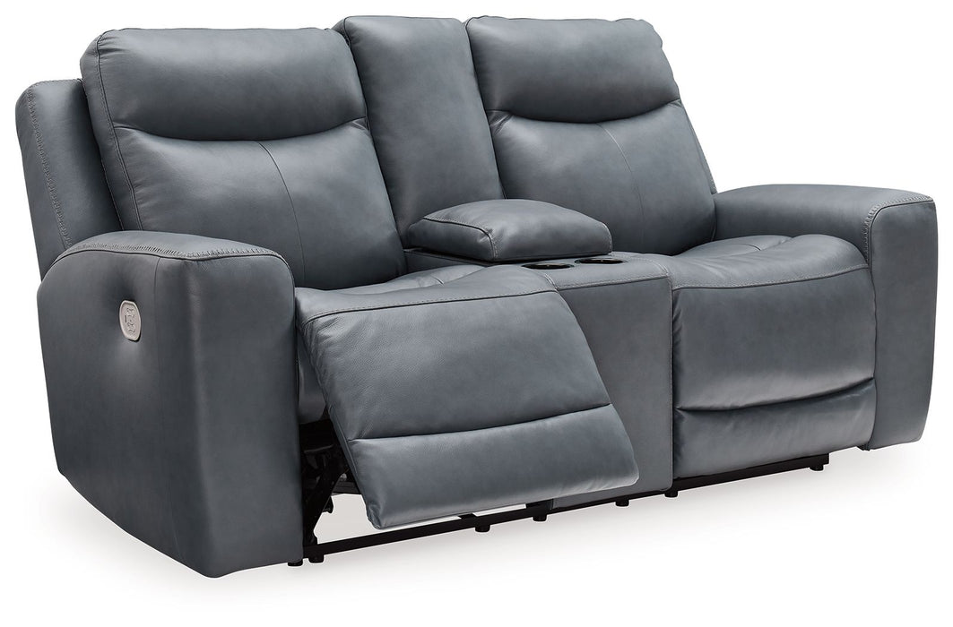 Mindanao - Power Reclining Loveseat With Console /Adj Hdrst – Reclining Loveseats by Signature Design by Ashley® at Furniture Wholesale Plus , Nashville furniture store