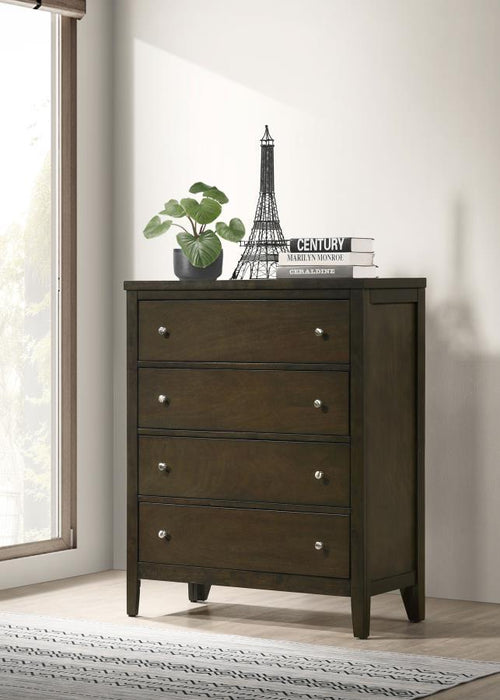 Wilkes - 4-Drawer Chest Of Drawers - Dark Cocoa – Accent Chests by Coaster Fine Furniture at Furniture Wholesale Plus , Nashville furniture store