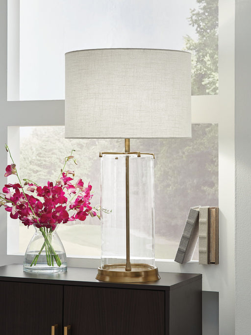 Gizeh - Glass Table Lamp - Clear / Gold Finish – Table Lamps by Signature Design by Ashley® at Furniture Wholesale Plus , Nashville furniture store
