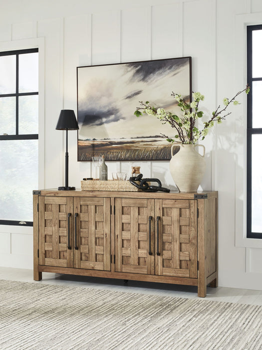 Ridgester - Dining Room Server - Light Brown – Servers by Benchcraft® at Furniture Wholesale Plus , Nashville furniture store