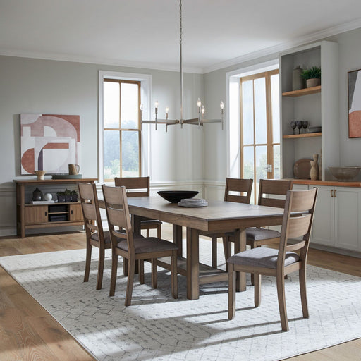 Brook Bay - Trestle Table Set With Slat Back Chairs – 5 Piece Dining Room Sets by Liberty Furniture at Furniture Wholesale Plus , Nashville furniture store