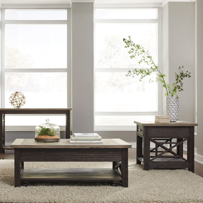 Heatherbrook - 3 Piece Table Set (1 Lift Top Cocktail 2 End Tables) - Charcoal & Ash – Table Sets by Liberty Furniture at Furniture Wholesale Plus , Nashville furniture store