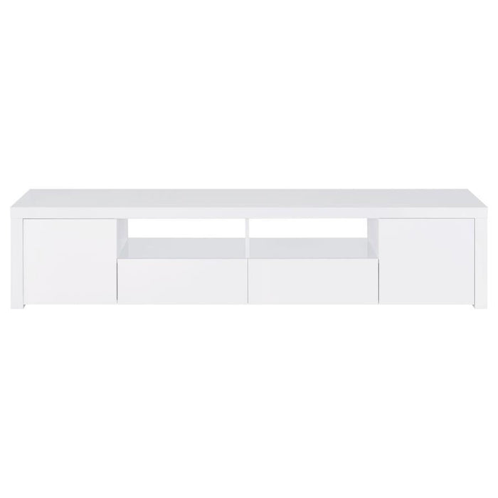 Jude - 2 Door Engineered Wood TV Stand - High Gloss White – TV Stands by Coaster Fine Furniture at Furniture Wholesale Plus , Nashville furniture store