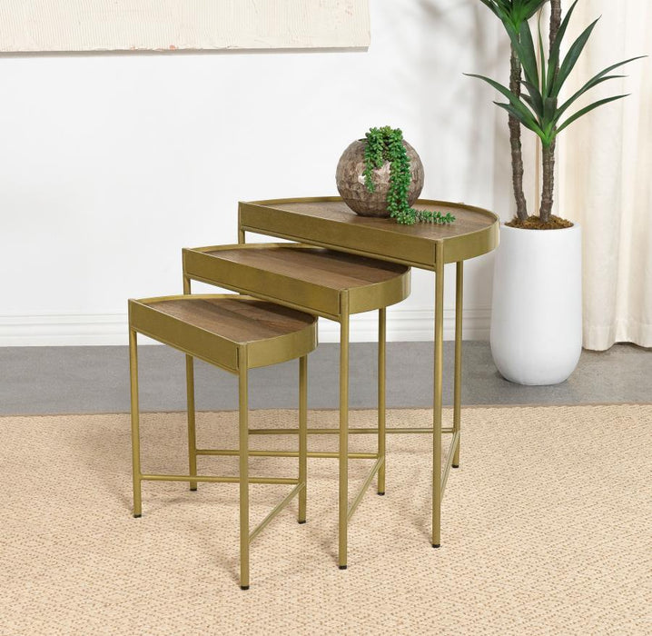 Tristen - 3 Piece Demilune Nesting Table - Brown And Gold – Nesting Tables by Coaster Fine Furniture at Furniture Wholesale Plus , Nashville furniture store