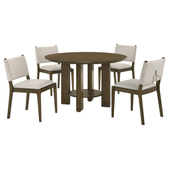 Ottowa - 5 Piece Round Wood Dining Room Table Set - Brown – 5 Piece Dining Room Sets by Coaster Fine Furniture at Furniture Wholesale Plus , Nashville furniture store