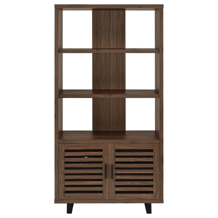 Maddox - 3-Shelf Cabinet Bookcase - Walnut – Standard Bookcases by CoasterEveryday at Furniture Wholesale Plus , Nashville furniture store