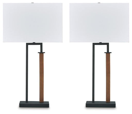 Voslen - Metal Table Lamp (Set of 2) - Black / Brown – Table Lamps by Signature Design by Ashley® at Furniture Wholesale Plus , Nashville furniture store