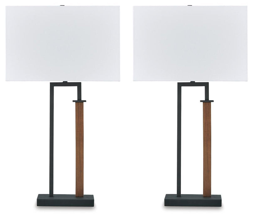 Voslen - Metal Table Lamp (Set of 2) - Black / Brown – Table Lamps by Signature Design by Ashley® at Furniture Wholesale Plus , Nashville furniture store