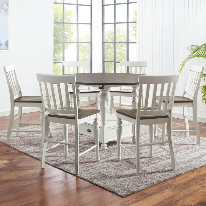 Joanna - Round Counter Set – 7 Piece Dining Room Sets by Steve Silver Furniture at Furniture Wholesale Plus , Nashville furniture store