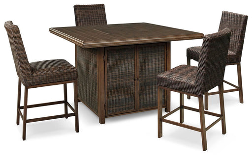 Paradise Trail - Outdoor Fire Pit Table Set – 7 Piece Outdoor Sets by Signature Design by Ashley® at Furniture Wholesale Plus , Nashville furniture store
