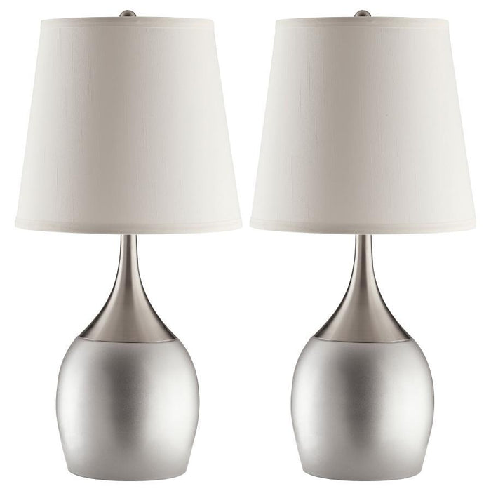 Tenya - Empire Shade Urn Table Lamp (Set of 2) - Silver - Premium Lamp Sets from CoasterEveryday - Just $189! Shop now at Furniture Wholesale Plus  We are the best furniture store in Nashville, Hendersonville, Goodlettsville, Madison, Antioch, Mount Juliet, Lebanon, Gallatin, Springfield, Murfreesboro, Franklin, Brentwood