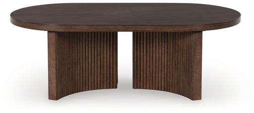 Korestone - Oval Cocktail Table - Dark Brown – Coffee Tables by Signature Design by Ashley® at Furniture Wholesale Plus , Nashville furniture store