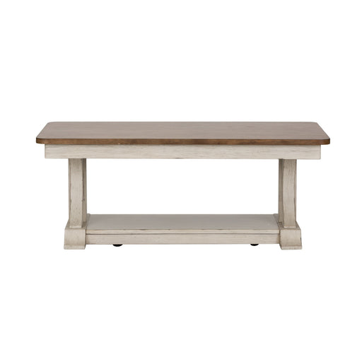 Farmhouse Reimagined - Rectangular Cocktail Table - Antique White / Chestnut Tops – Cocktail Tables by Liberty Furniture at Furniture Wholesale Plus , Nashville furniture store