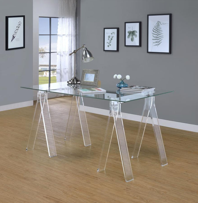 Amaturo - Glass Top Acrylic Writing Desk - Clear – Writing Desks by CoasterEssence at Furniture Wholesale Plus , Nashville furniture store