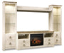 Willowton - Entertainment Center - TV Stand With Faux Firebrick Fireplace Insert - Whitewash – Entertainment Centers by Signature Design by Ashley® at Furniture Wholesale Plus , Nashville furniture store