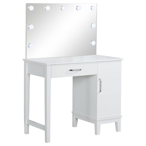 Elijah - Vanity Set With Lighting & Stool - White And Dark Gray - Premium Vanity Sets from CoasterEveryday - Just $599! Shop now at Furniture Wholesale Plus  We are the best furniture store in Nashville, Hendersonville, Goodlettsville, Madison, Antioch, Mount Juliet, Lebanon, Gallatin, Springfield, Murfreesboro, Franklin, Brentwood