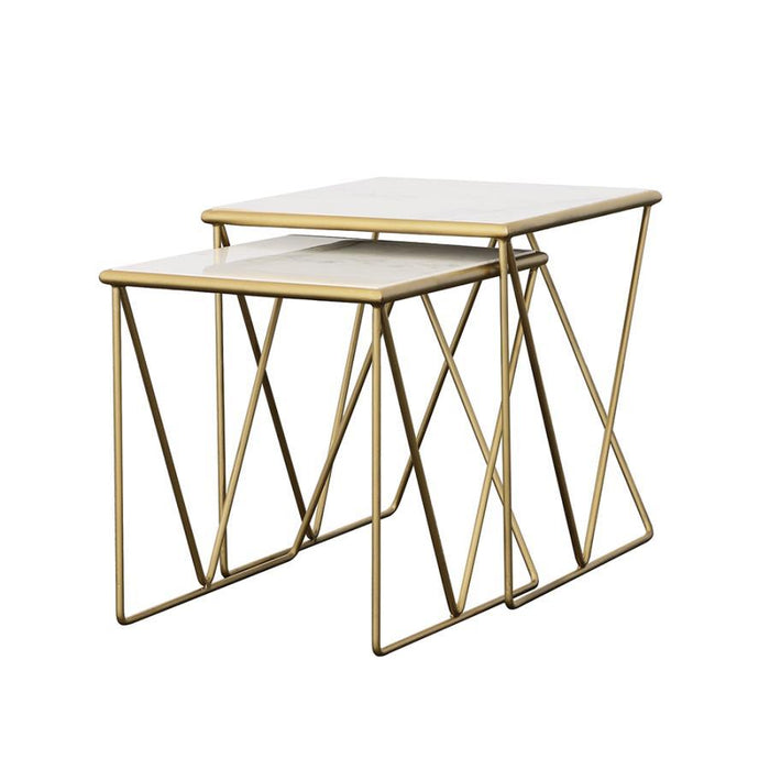 Bette - 2 Piece Marble Top Nesting Table Set - White And Gold – Nesting Tables by CoasterEssence at Furniture Wholesale Plus , Nashville furniture store