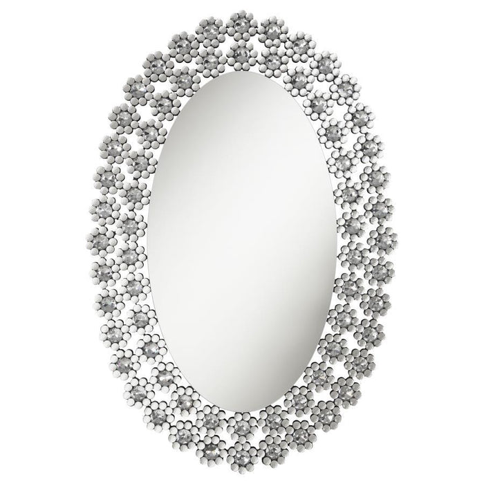 Colleen - Oval Wall Mirror - Silver – Wall Mirrors by CoasterElevations at Furniture Wholesale Plus , Nashville furniture store