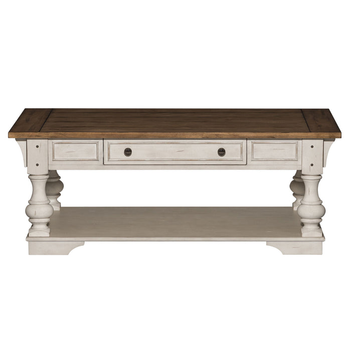 Morgan Creek - Cocktail Table - Antique White / Wirebrushed Tobacco Accents – Cocktail Tables by Liberty Furniture at Furniture Wholesale Plus , Nashville furniture store
