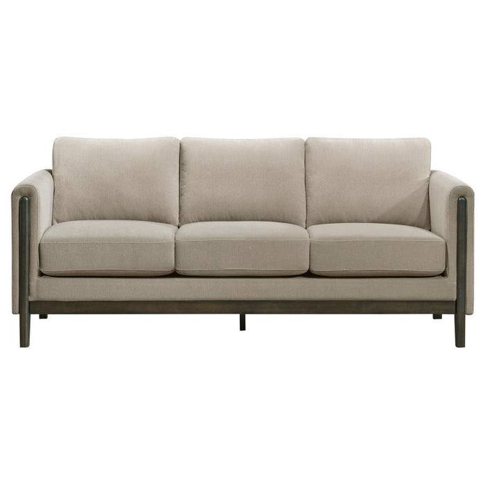 Islington - Fabric Upholstered Panel Arm Sofa - Taupe – Stationary Sofas by Coaster Fine Furniture at Furniture Wholesale Plus , Nashville furniture store