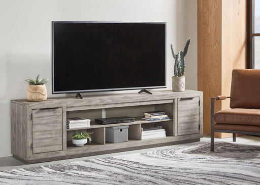 Naydell - XL TV Stand w/Fireplace Option - Gray – TV Stands by Signature Design by Ashley® at Furniture Wholesale Plus , Nashville furniture store