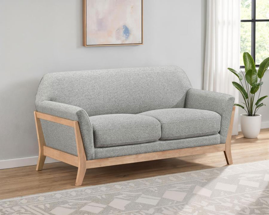 Vaughn - Fabric Upholstered Flared Arm Loveseat - Gray – Stationary Loveseats by Coaster Fine Furniture at Furniture Wholesale Plus , Nashville furniture store