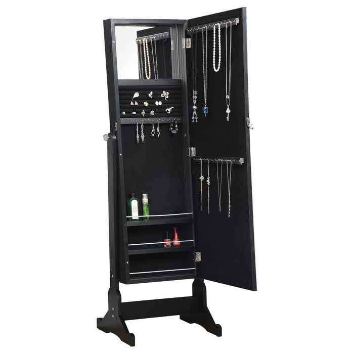 Cortez - Cheval Mirror With Jewelry Storage - Black – Storage Mirrors by CoasterEssence at Furniture Wholesale Plus , Nashville furniture store