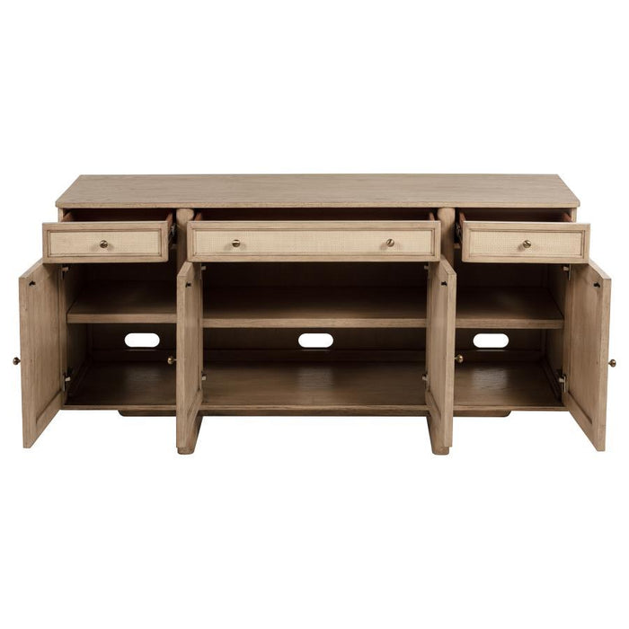 Kailani - 4-Door Cane Sideboard Buffet Cabinet - Beige Oak – Buffets by Coaster Fine Furniture at Furniture Wholesale Plus , Nashville furniture store