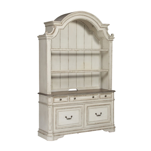 Magnolia Manor - 3 Piece Home Office Set (Desk & Hutch) - Antique White – 3 Piece Home Office Sets by Liberty Furniture at Furniture Wholesale Plus , Nashville furniture store