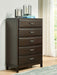 Vanmore - Five Drawer Chest - Dark Brown – Accent Chests by Benchcraft® at Furniture Wholesale Plus , Nashville furniture store